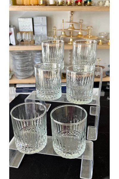 teknotrust Set of 6 Water & Whiskey Glasses - Stylish and Elegant Soft Drink Glass Design, Durable Glass