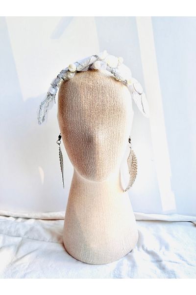Bukiro Pearl String Headband Pearl Gauze Detailed String Bandana