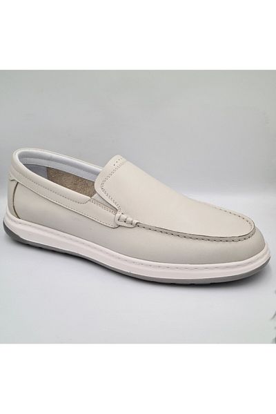 LBR H1018 Off-White Genuine Leather Men's Daily Casual Shoes
