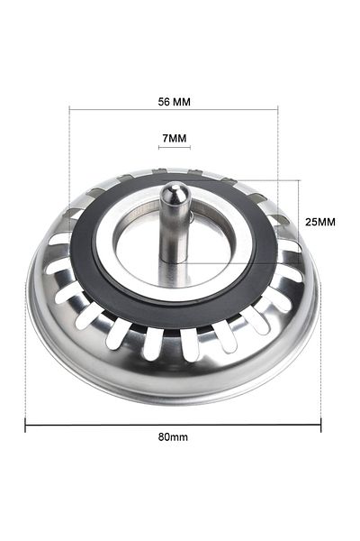 OEM Set de 2 sitări pentru chiuvetă, oțel inoxidabil, 80 mm, argintiu