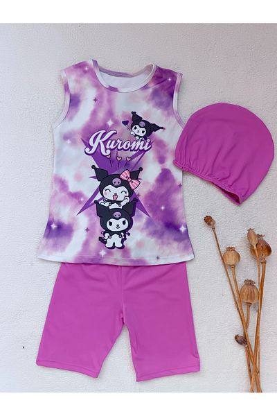 Bilge Trend Kuromi Girl's 3 Piece Top, Bone, Leggings Sea Pool Swim Suit