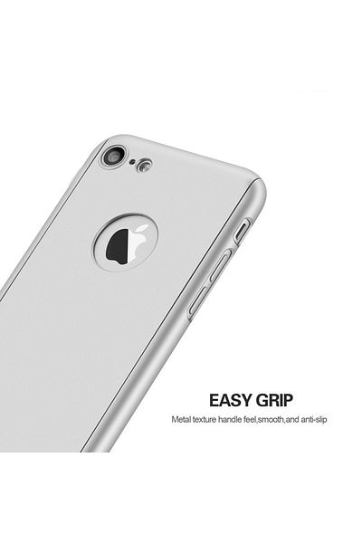 OEM Carcasă MyStyle Fullbody argintie pentru Apple iPhone 7, acoperire completă la 360 de grade, cu folie de protecție din sticlă gratuită