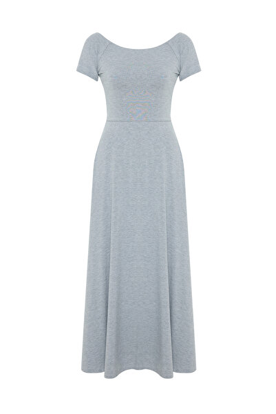 Mudo AÇIK YAKA SIRT DETAYLI MİDİ ELBİSE