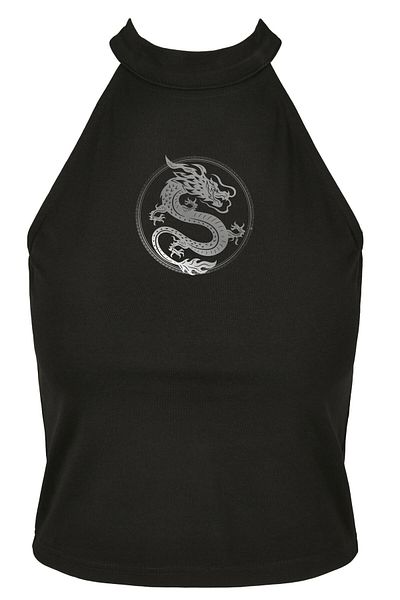 Mister Tee Damen Ladies Dragon Turtleneck Short Top