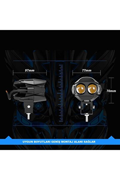 ASTRA LED 1 ADET Motosiklet Atv Utv Led Lazer Sis Farı Delici Beyaz Sarı Çift Renk 12 -80 Volt