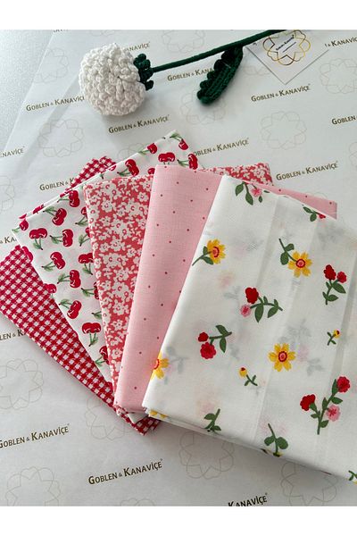 goblenkanaviçe Cotton Fabric Set, Poplin Fabric, Tiny Patterned Piece Fabric