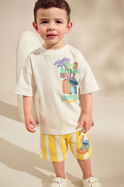 Kidmark Çocuk Modası Boy's Stitch Printed Shorts Summer Suit
