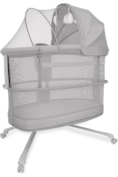 Mustela Dream Starlight Baby Bedside Crib Bassinet, Dark Gray, Birth + Up to 12 Months