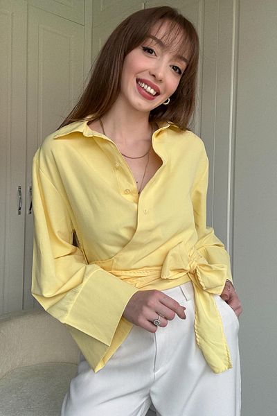 Dilay Gökoğlu Butik Cămașă galbenă cu șireturi