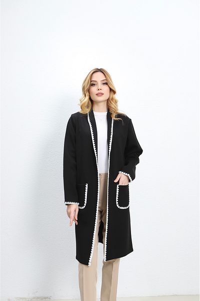 Özenli Triko Steel Knit Shepherd Stitched Shawl Collar Tunic Cardigan