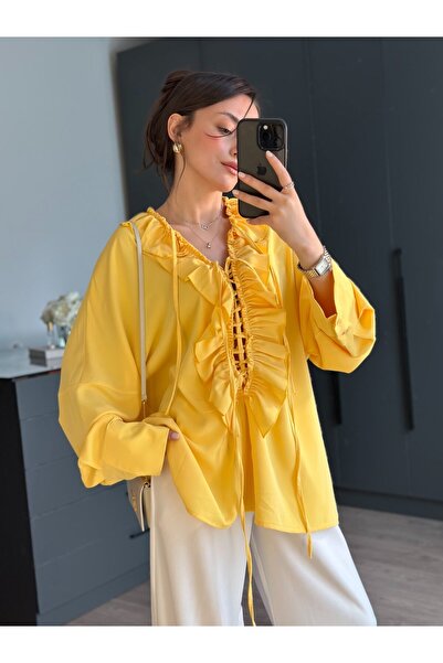 tugenatelier MARKA MODEL SARI VOLANT GÖMLEK