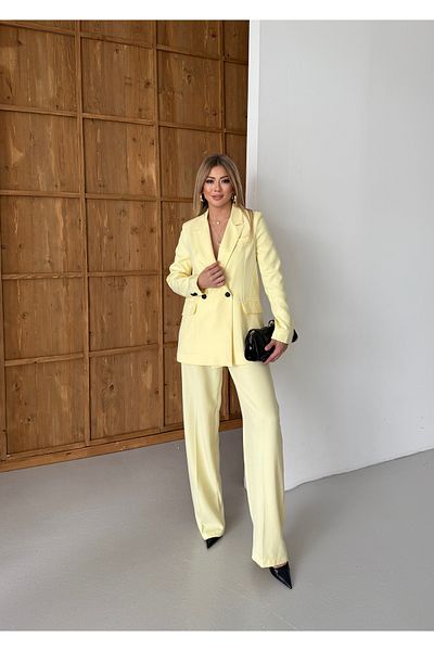 HOEK Women Yellow Blazer Jacket Pants Suit
