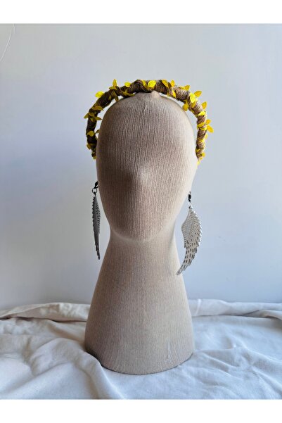 Bukiro Accesoriu de păr cu design de coroană reglabilă, cu detalii de frunze ...