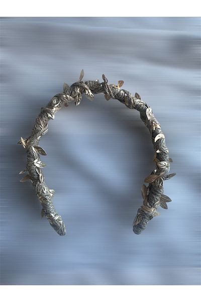 Bukiro Spring Themed Crown Leaf Detailed Adjustable Crown Design Hair Accessory