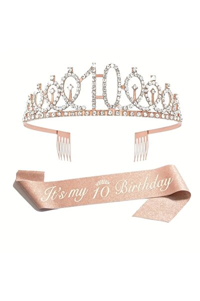 GlassySKY Coroană scrisă pentru ziua de naștere de 10 ani și panglică minunat...