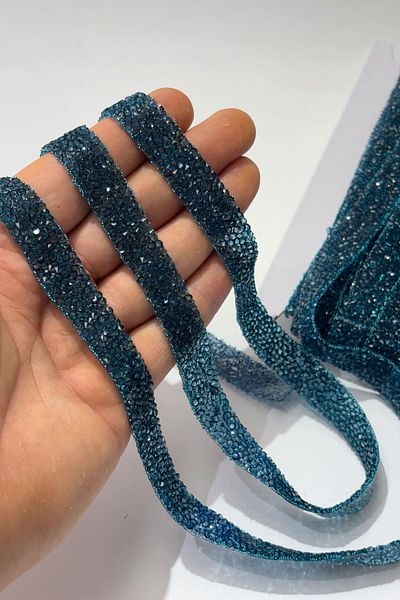 Hayalperest boncuk Indigo Blue Iron-On Stripe Stone Beads1.5 cm