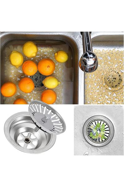 OEM Set de 3 sitări pentru scurgerea chiuvetei, 80 mm, oțel inoxidabil, argintiu