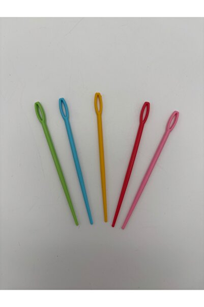 kumasfabrik 9 cm Renkli Plastik Yün iğnesi-( 10 Adet )