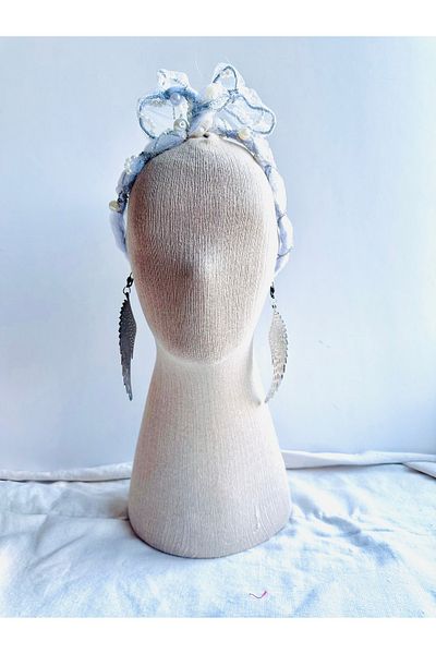 Bukiro Pearl String Headband Pearl Gauze Detailed String Bandana