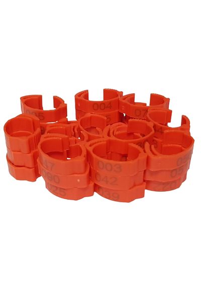 OEM Set de 100 de inele de plastic 22 mm, dimensiuni mari, reglabile și numerotate pentru păsări, găini, curcani,