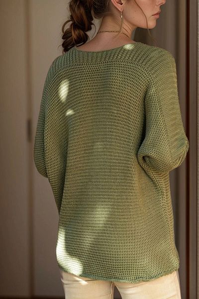 bacc Khaki Bat Sleeve Thessaloniki Knitted Sweater Sweater Bcbsk-25700-Gk-Cck1114