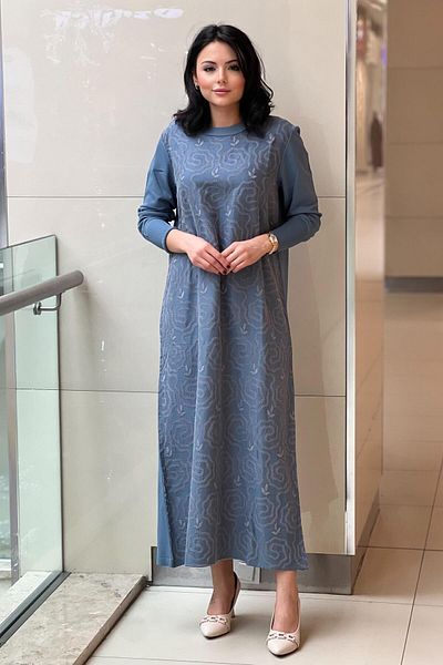 Nuss Vegan Fabric Dress with Patterned Front and Mercerized Sleeves and Back