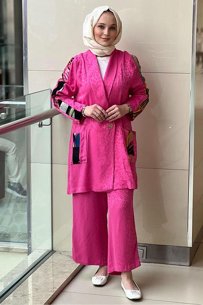 Ghisa Leopard Pattern Sleeve Stripe Detailed Suit - 25Ygstkm3068