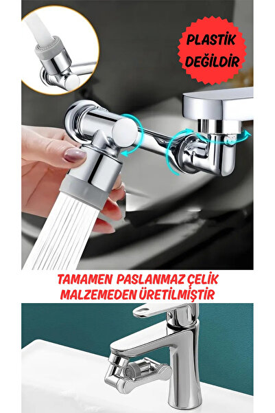 Granvex Tamamen Paslanmaz Çelik Krom Malzeme 1080 Derece Dönebilen 2 Fonksiyo...