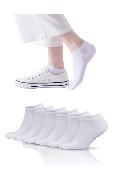 Sosyete dolabı 10 Pairs of Cotton Flexible and Comfortable Unisex Plain White Short Booties Socks (Economic Package)
