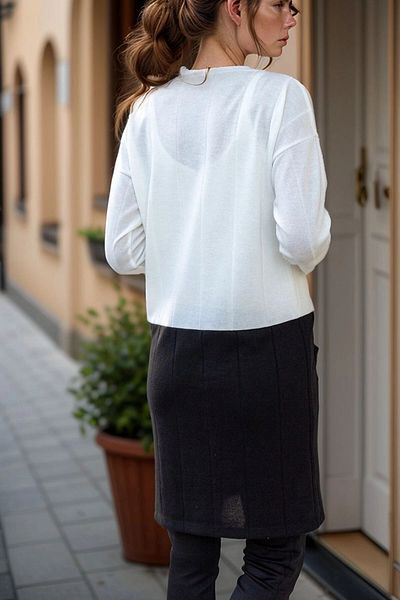 bacc White Double Pocket Color Block Cardigan Bcbsk-25700-3009