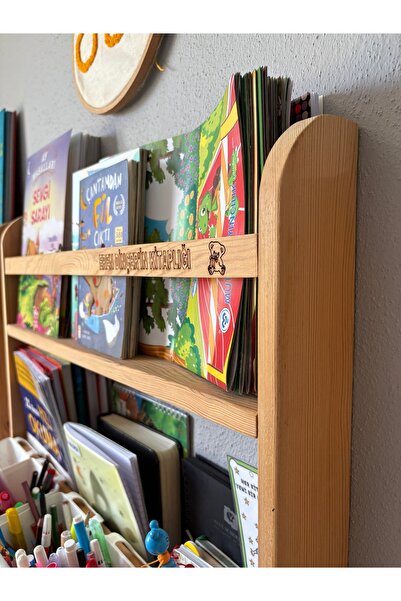 Mini Tasarım Atölyem Montessori Bookcase Wooden with 2 Shelves