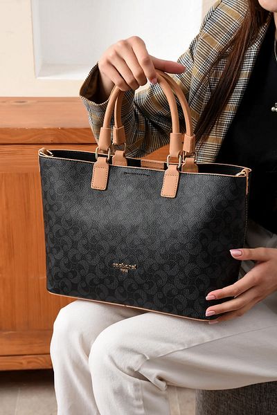 Cacharel Paris Women's 3 Compartment Long Strap Hand and Shoulder Bag Monogram