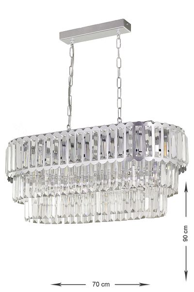 Avizemoda Lora Crystal Glass Stone Luxury Dining Table Top Chandelier - (Silver Gilding)