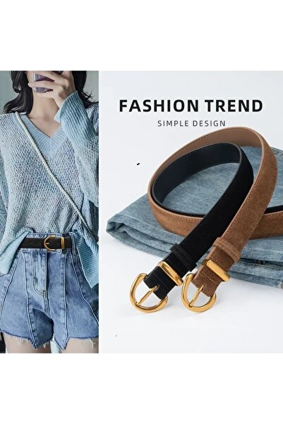LA'FESTİN Lüks Tasarım Süet Deri Kemer Pantolon Kemeri,Ceket Kemeri, Elbise K...