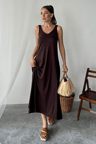 Paw Garage Women's Sloane Pike Modal Fabric Shirring Elastic Strap Maxi Summer Dress