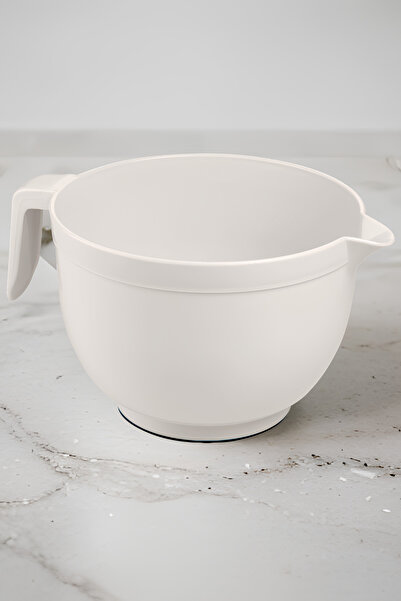 Melkan Home Mixer Bowl, Whisk Bowl, Mixer Mixing Bowl with Handle 3 Liter White Mixer Bowl
