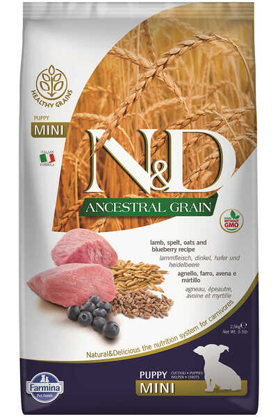 N&D Elite ND Ancestral Grain Tahıllı Kuzu Eti ve Yaban Mersinli Küçük Irk Yav...