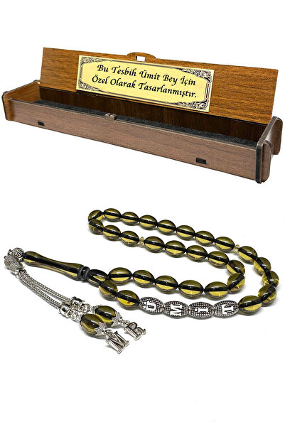 Fabula Silver Kişiye Özel İsimli Tesbih Erkek Hediye Harfli Toz Kehribar Tespih