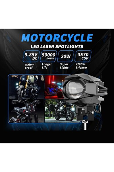 ASTRA LED 1 Adet Motosiklet Atv Utv Scooter Offroad Beyaz Sarı Çift Renk Lazer Sis Farı Delici 12-80 Volt