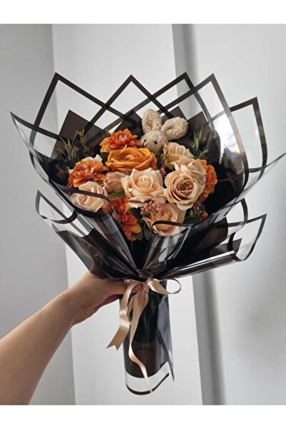 Destina Tasarım Gift for Lover Artificial Flower Bouquet Teddy Bear Bouquet