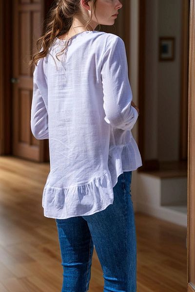 bacc White Skirt Layered Ruffled Voile Blouse Bcbsk-25700-3571
