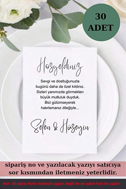 Emtory Home 30 Adet Masa Kartı - Nişan Masa Kartı - Düğün Masa Kartı - 10x15 ...