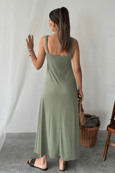 Paw Garage Women's Sloane Pike Modal Fabric Shirring Elastic Strap Maxi Summer Dress
