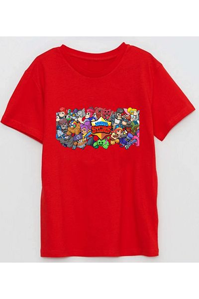 Efendioğlu Design Children's Cotton T-Shirt with a Look of Brawl Stars Characters