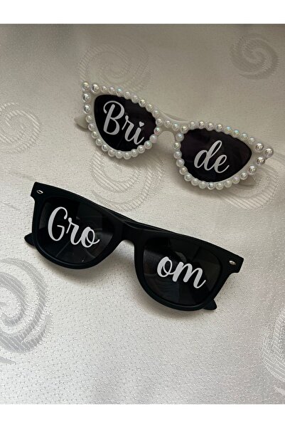 AFK Kılıfsız Isimli Gözlük, Bride Gözlük, Baskılı Gözlük, Gelin Damat Isim Yazılı Göz., Parti Göz.takım