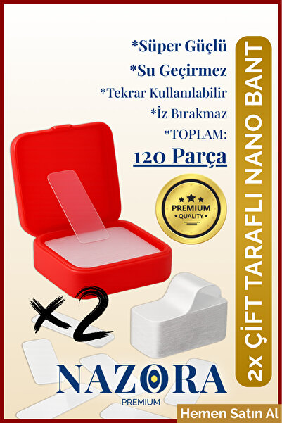 Nazora Süper Güçlü Yapışkan Yeniden Kullanılabilir Çok Amaçlı 60 Parça Çift T...