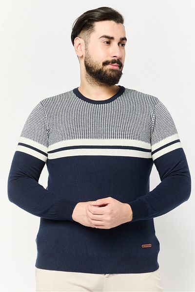 Harmont & Blaine Jeans Men Ribbed Collar Yarn Dyed Sweater, Multicolor