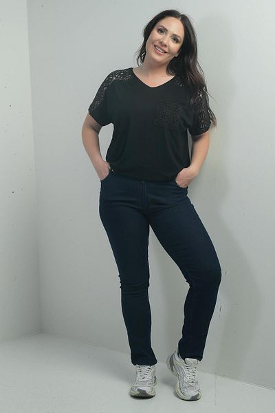 By Saygı Pantaloni de damă cu talie înaltă din lycra, blugi de mărime mare