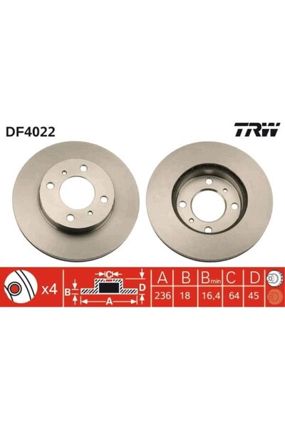 TRW Disc de frână pentru Haval (236-4)-(MITSUBISHI CARISMA 96/06 1.6 /COLT 92...