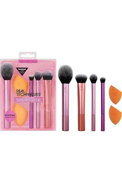 Real Techniques Real Techniques Makeup Brush Set With 2 Sponge Blenders For Eyeshadow, Foundation, Blush, And Concea